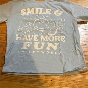 Zara Kids Light Blue Smiley Graphic Tee
